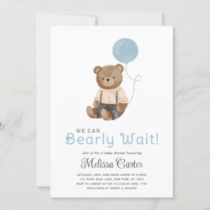 Invitación de fiesta de baby shower de oso de pelu