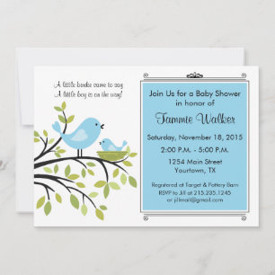 Invitación de fiesta de baby shower de pajarito