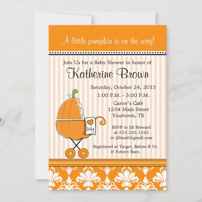 Invitación de fiesta de baby shower de pequeña cal (Anverso)