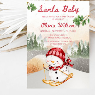 Invitación de fiesta de baby shower de Santa Baby