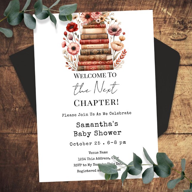 Invitación de fiesta de baby shower Next Chapter d (Subido por el creador)