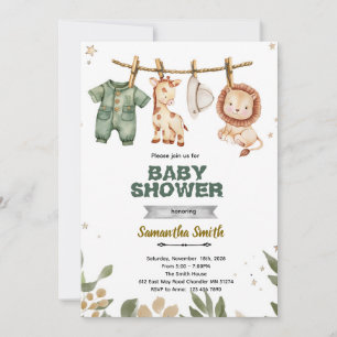 invitación de fiesta de baby shower safari