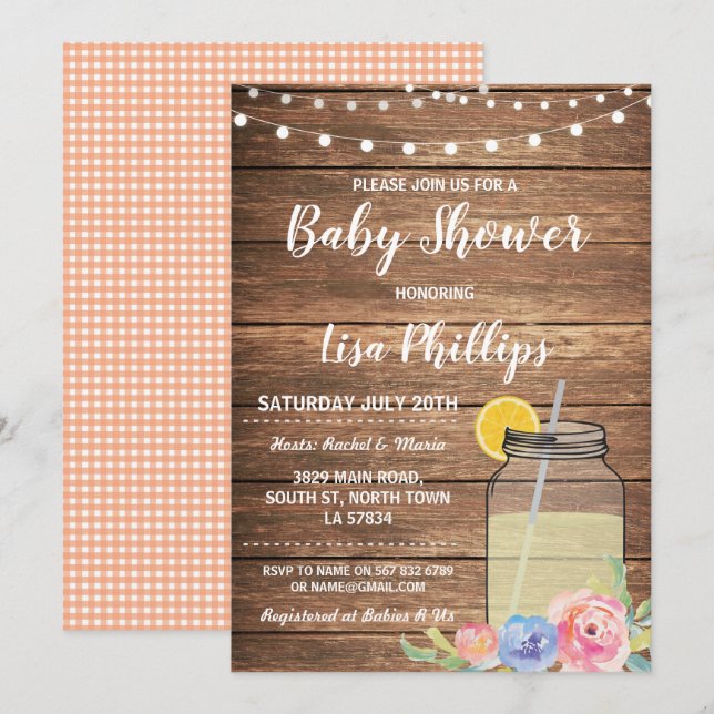Invitación de Fiesta de Baby Shower Summer Wood Ma (Anverso / Reverso)
