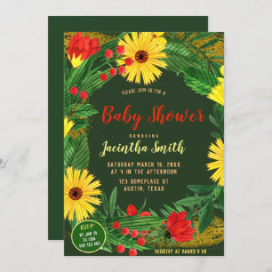 Invitación de Fiesta de Baby Shower tropical con f