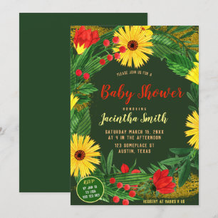 Invitación de fiesta de baby shower tropical de fl