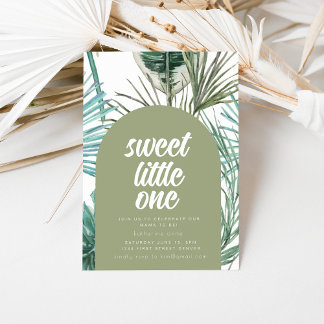 Invitación de Fiesta de Baby Shower verde tropical