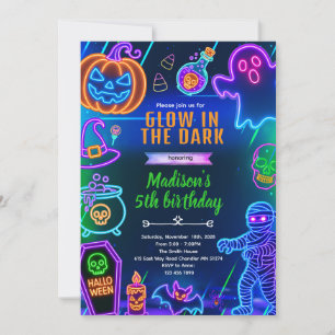 invitación de fiesta de baile de Halloween de neón