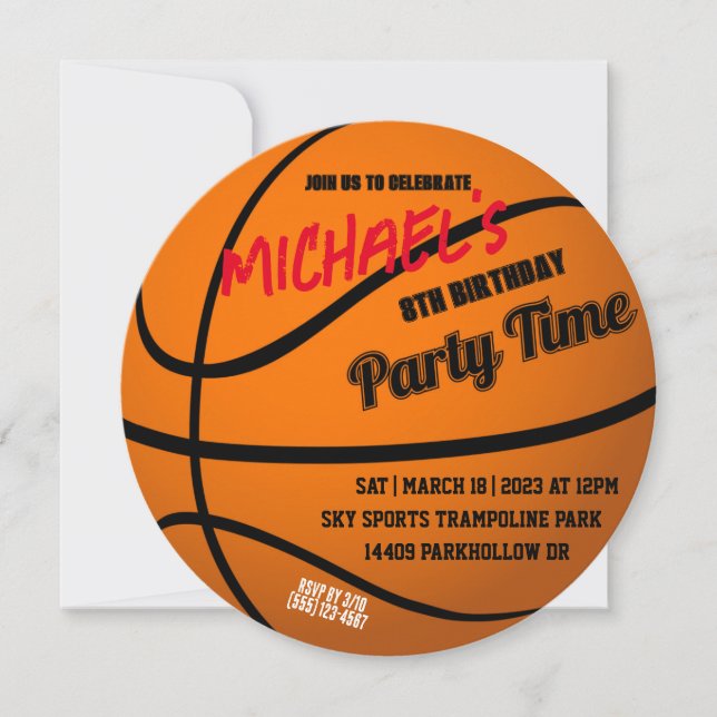 Invitación de Fiesta de baloncesto redondo (Anverso)
