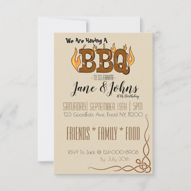 Invitación de Fiesta de barbacoa (Anverso)