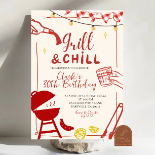 invitación de fiesta de barbacoa a la parrilla y r