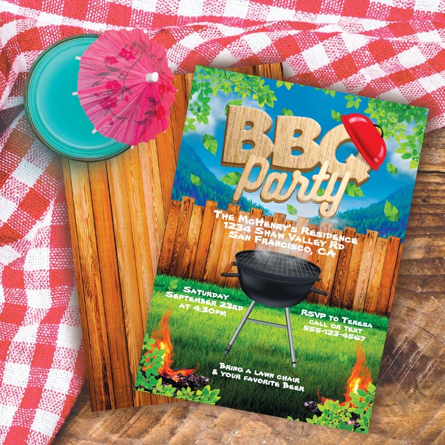 Invitación de fiesta de barbacoa en el patio trase (Subido por el creador)