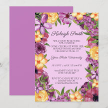Invitación de fiesta de baúl universitario floral 