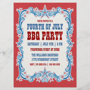 Invitación de fiesta de BBQ del Cuatro de Julio vi