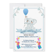 Invitación de Fiesta de Bebé Globo de Elefante