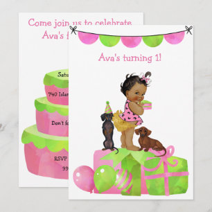 Invitación de fiesta de bebé latina niña Dachshund