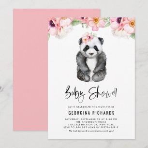 Invitación de Fiesta de Bebé Panda de Acuarela con