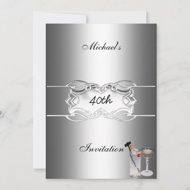 Invitación de fiesta de bebidas y plata (Anverso)