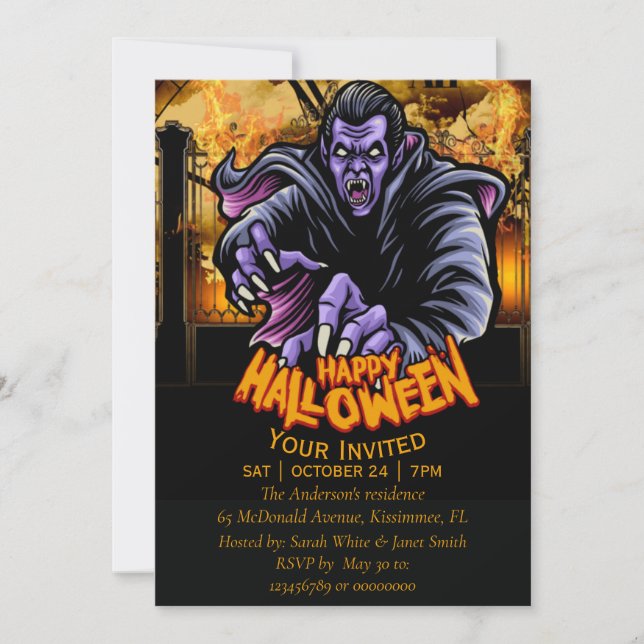 invitación de fiesta de bienvenida para los monstr (Anverso)