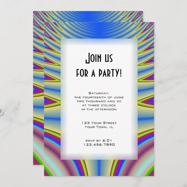 Invitación de fiesta de Blue Tie Dye All Purpose (Anverso / Reverso)