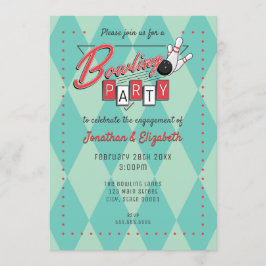 Invitación de fiesta de bolos con logo retro