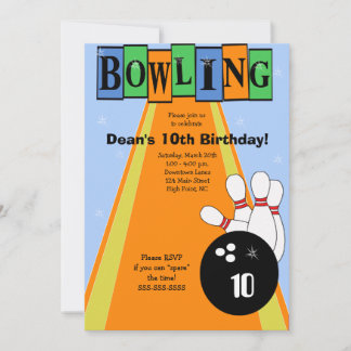 Invitación de Fiesta de bolos de cumpleaños retro 