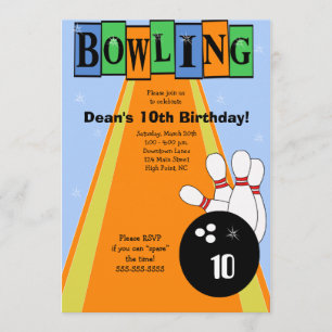 Invitación de Fiesta de bolos de cumpleaños retro 
