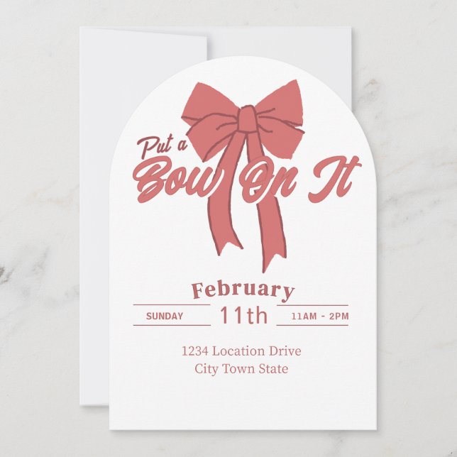 Invitación de fiesta de Bow Rosado - Cumpleaños de (Anverso)