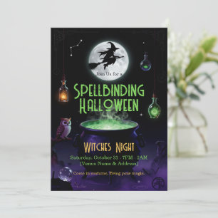 Invitación de fiesta de brujas de Halloween embruj