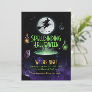 Invitación de fiesta de brujas de Halloween embruj