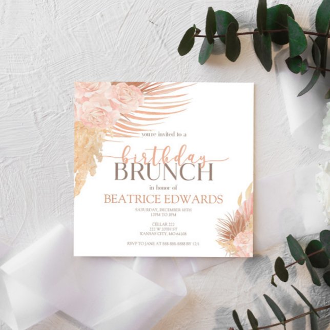 Invitación de fiesta de brunch de cumpleaños flora (Subido por el creador)