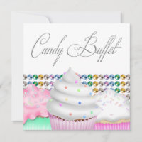 Invitación de fiesta de buffet de dulces de pastel