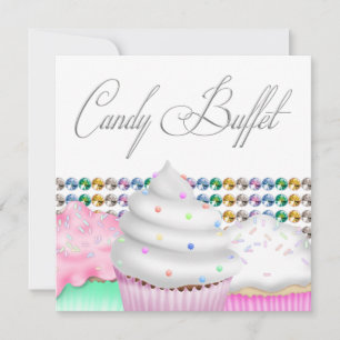Invitación de fiesta de buffet de dulces de pastel