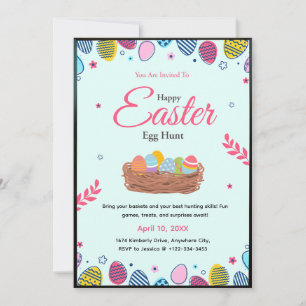 Invitación de fiesta de búsqueda de huevos de Pasc