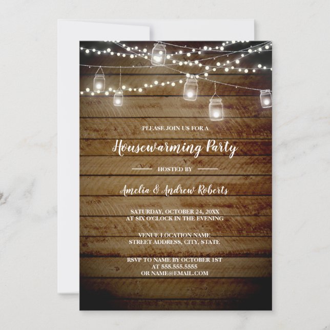 Invitación de Fiesta de Calentamiento de Casa Rúst (Anverso)