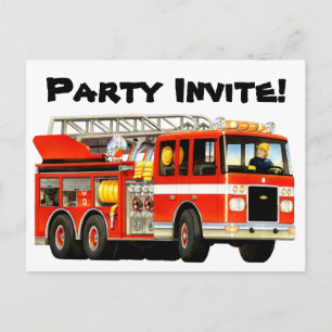 Invitación de Fiesta de Camión de Fuego infantil p