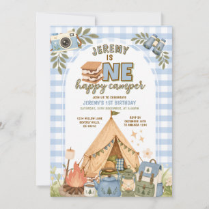 Invitación de fiesta de campamento de Blue S'mores