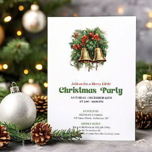 Invitación de fiesta de campanas de Navidad vintag