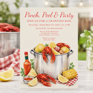 Invitación de fiesta de cangrejos de río Pinch Pee