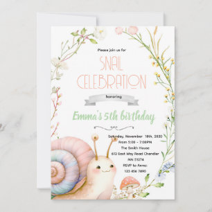 invitación de fiesta de caracol lindo