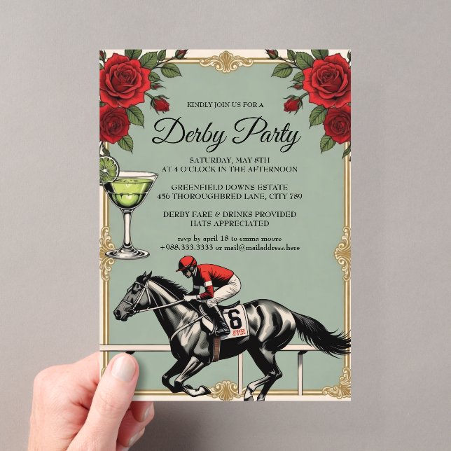 Invitación de fiesta de carreras de caballos Derby (Insitu (portátil))
