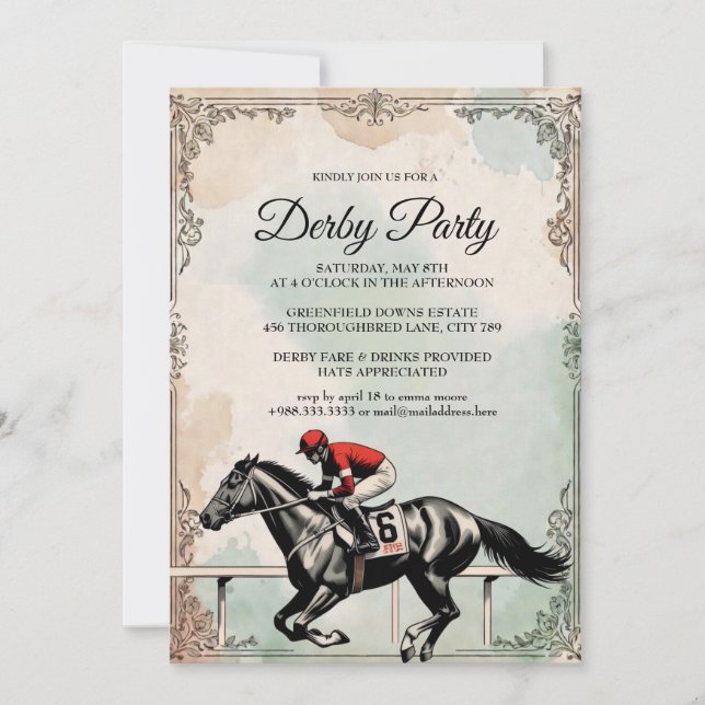 Invitación de fiesta de carreras de caballos Vinta (Anverso)