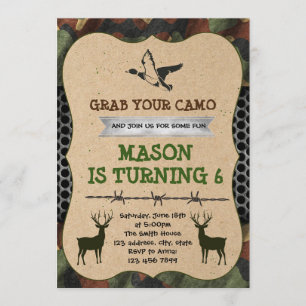 invitación de fiesta de caza de camuflaje