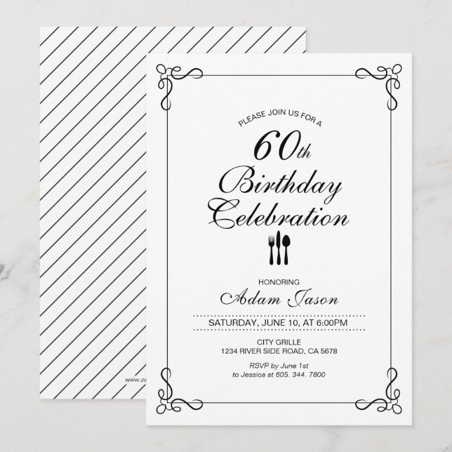 Invitación de fiesta de celebración de cumpleaños  (Anverso / Reverso)