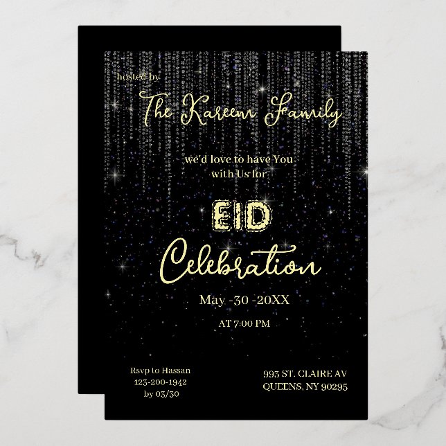 Invitación de fiesta de celebración de Eid elegant (Anverso/Reverso)