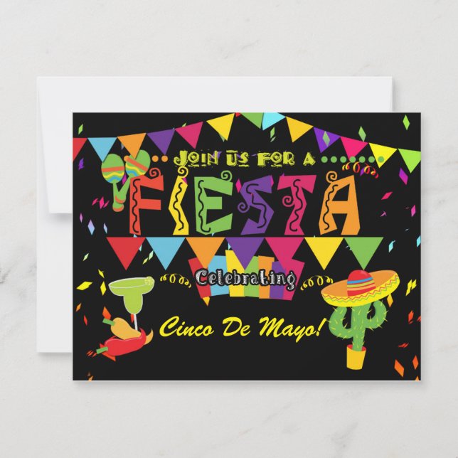Invitación de fiesta de celebración del Cinco De M (Anverso)