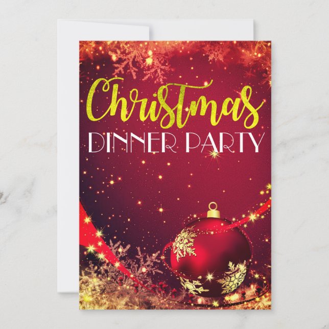 Invitación de Fiesta de cena de Navidades esparkli (Anverso)