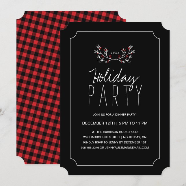 Invitación de fiesta de cena de vacaciones (Anverso / Reverso)