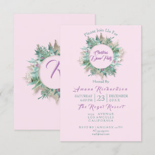 Invitación de fiesta de cena navidades Mint Pink P