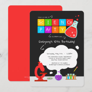 Invitación de fiesta de ciencia para niños