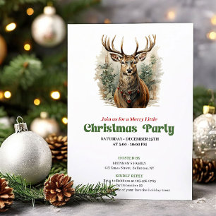 Invitación de fiesta de ciervos de Navidad vintage